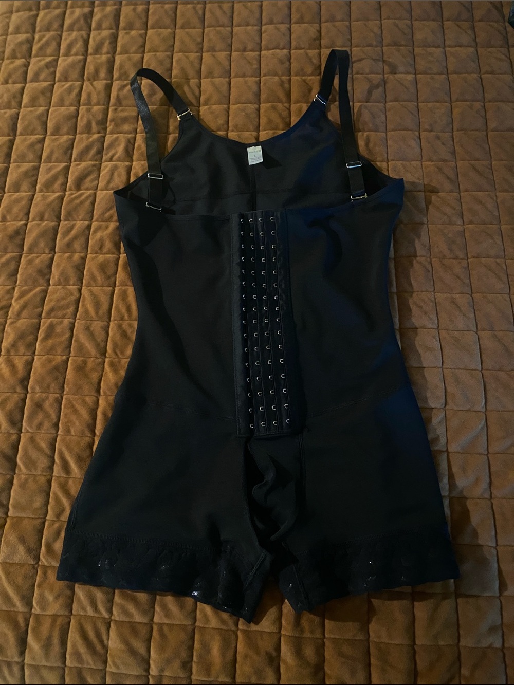 Black Full-Body Shapewear Bodysuit with Front Hook Closure